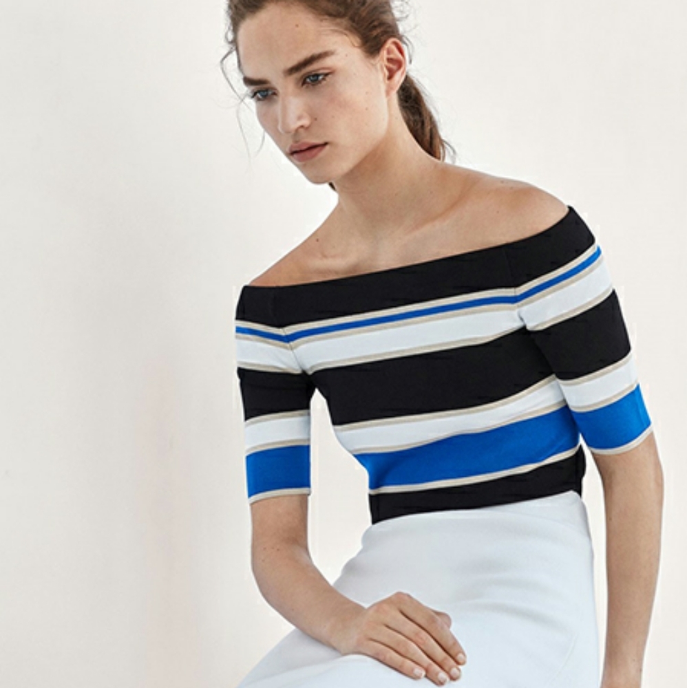 NWT MASSIMO DUTTI striped Bardot top